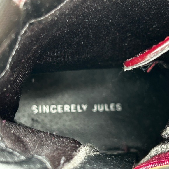 Sincerely Jules Burgundy Combat Moto Boots Lace & Zip Up Size 6.5 - Picture 6 of 12